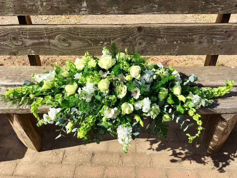 Green & White Casket Spray