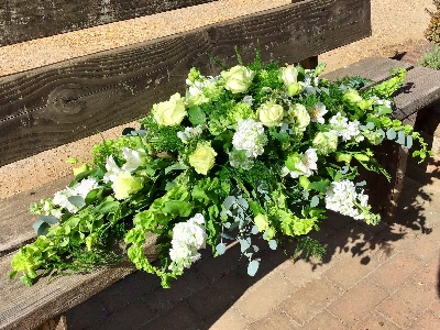 Green & White Casket Spray