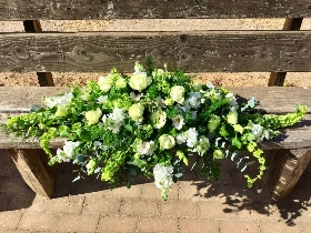 Green & White Casket Spray