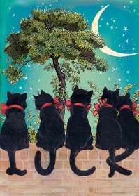 Lucky Cats Under The Moon