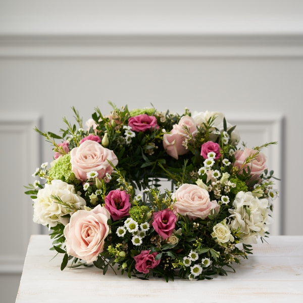 Pink Rose Funeral Wreath