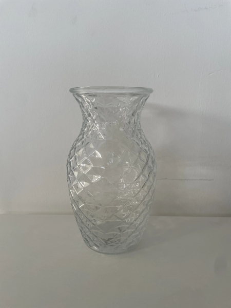 Small clear textured glass vase
