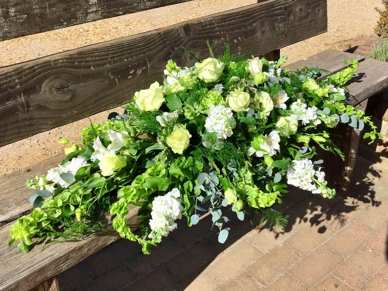 Green & White Casket Spray