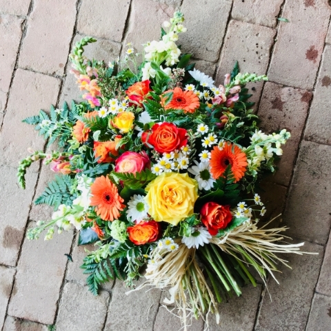 Bright Single Ended Funeral Spray
