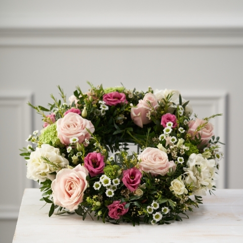 Pink Rose Funeral Wreath