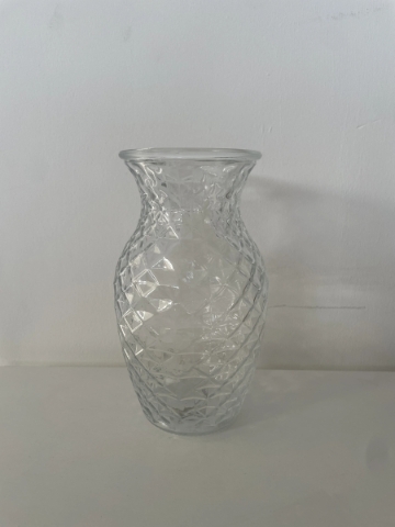 Small clear textured glass vase